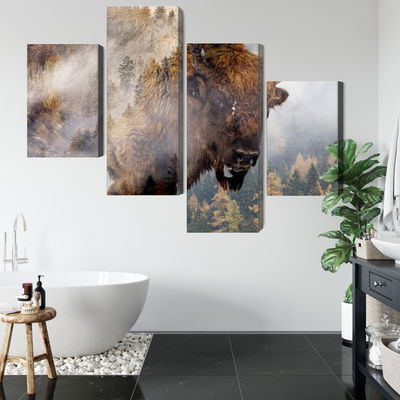 Ljuddämpande tavla - A bison on the background