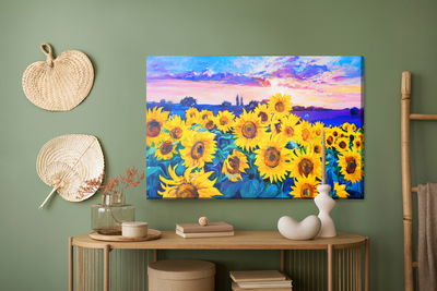 Ljuddämpande tavla - Sunflower field as painted