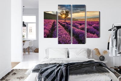 Ljuddämpande tavla - Lavender field at sunset 3d