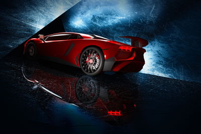 Ljuddämpande tavla - Sports car on an abstract