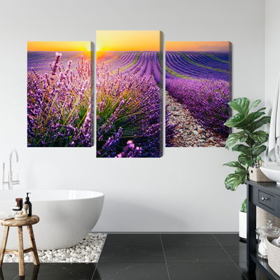 Ljuddämpande tavla - Lavender field at sunset 3d