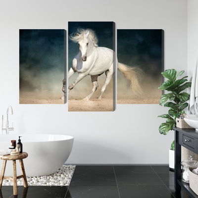 Ljuddämpande tavla - A white horse at a gallop