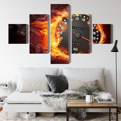 Ljuddämpande tavla - Speedometer in flames