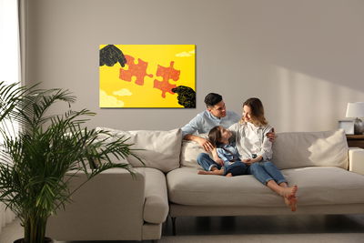 Ljuddämpande tavla - Connecting vintage puzzle