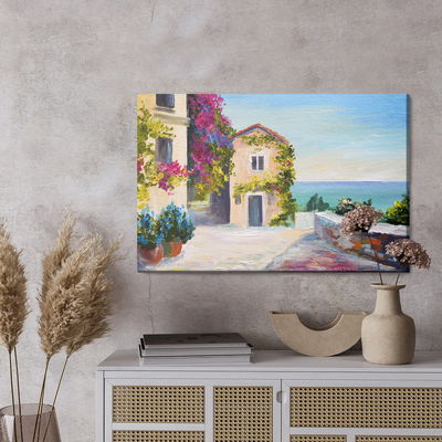 Ljuddämpande tavla - Sea and house in santorini
