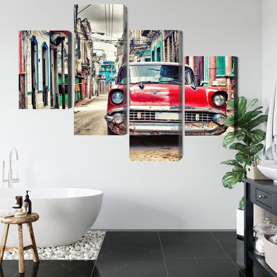 Ljuddämpande tavla - Red chevrolet car in retro
