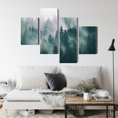 Ljuddämpande tavla - Fog in the green forest