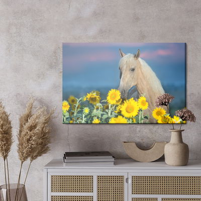 Ljuddämpande tavla - Horse and sunflowers