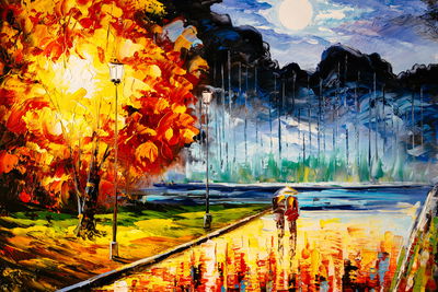 Ljuddämpande tavla - In love with the autumn park