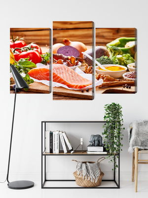 Ljuddämpande tavla - Salmon among vegetables