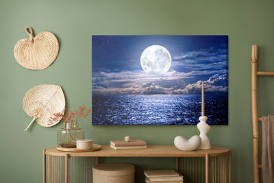 Ljuddämpande tavla - Full moon on the baltic sea