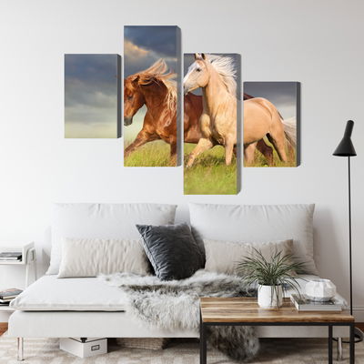 Ljuddämpande tavla - Horses galloping in a 3d