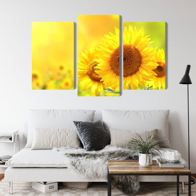 Ljuddämpande tavla - Blooming sunflowers 3d