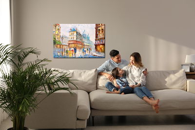 Ljuddämpande tavla - Parisian street as if painted