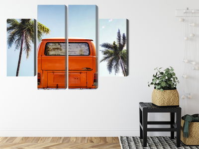 Ljuddämpande tavla - Retro car between palm trees