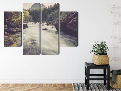 Ljuddämpande tavla - Mountain river in the forest