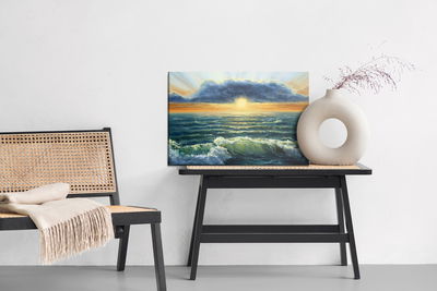 Ljuddämpande tavla - Sea waves and clouds