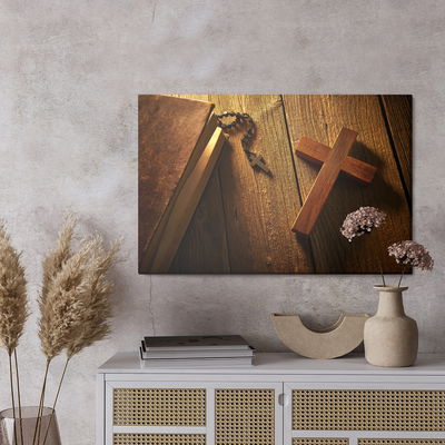 Ljuddämpande tavla - Cross on wood