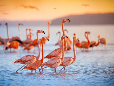 Ljuddämpande tavla - A flock of flamingos