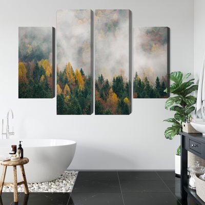 Ljuddämpande tavla - Autumn forest in fog 3d