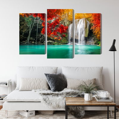 Ljuddämpande tavla - Cascade in the autumn forest