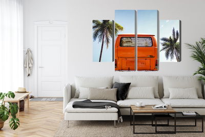 Ljuddämpande tavla - Retro car between palm trees