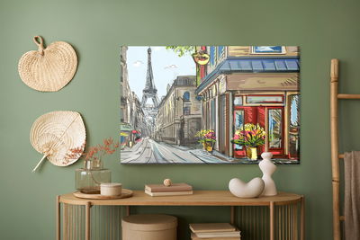 Ljuddämpande tavla - Paris streets like a comic