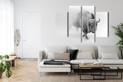 Ljuddämpande tavla - Bison in the fog 3d