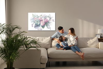 Ljuddämpande tavla - Pastel flowers painted