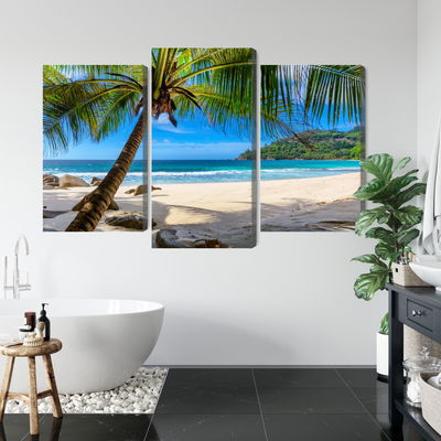 Ljuddämpande tavla - Tropical beach with 3d palm