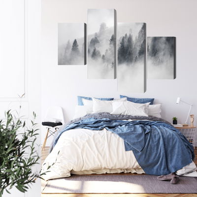 Ljuddämpande tavla - Forest covered with fog