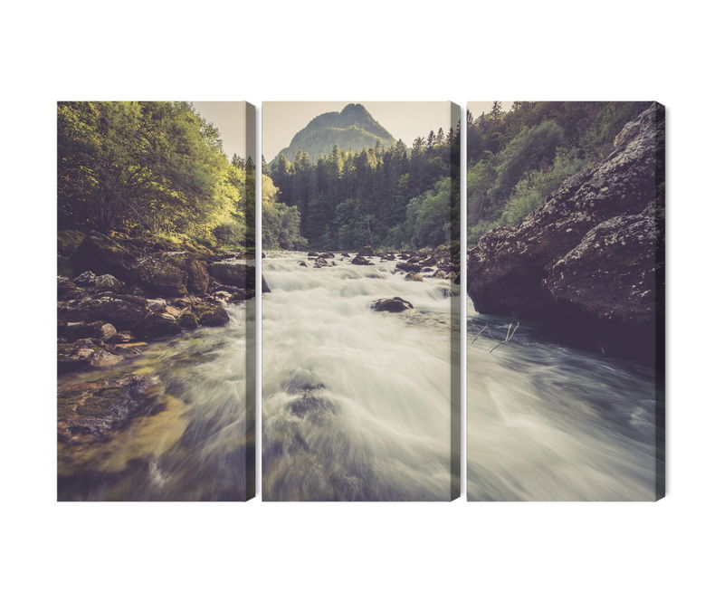 Ljuddämpande tavla - Mountain river in the forest
