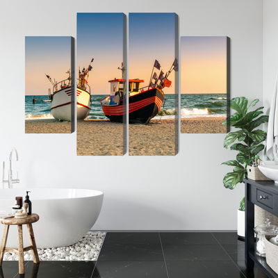 Ljuddämpande tavla - Fishing boats on the beach