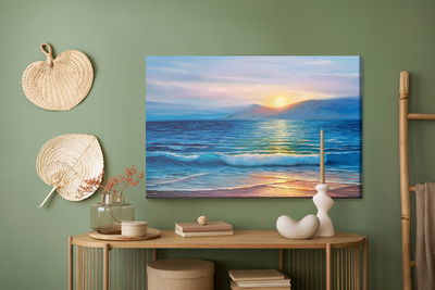 Ljuddämpande tavla - Painted sunset over the sea