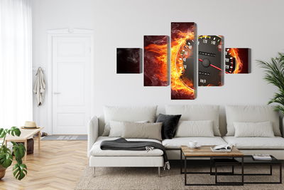 Ljuddämpande tavla - Speedometer in flames