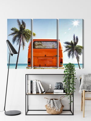 Ljuddämpande tavla - Retro car between palm trees