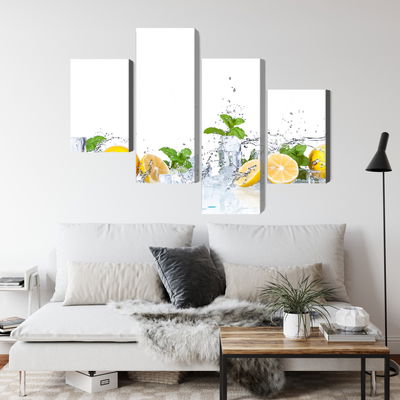 Ljuddämpande tavla - Mint leaves with lemons