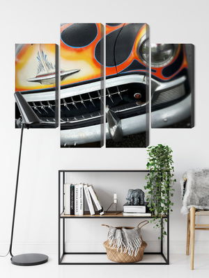 Ljuddämpande tavla - Historic car with flames