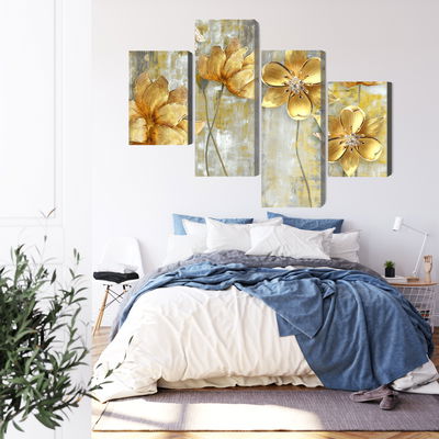 Ljuddämpande tavla - Decorative flowers in shades