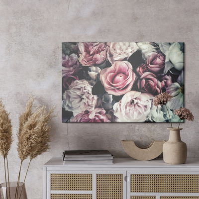 Ljuddämpande tavla - Pink flowers in vintage style