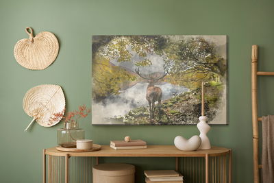 Ljuddämpande tavla - A deer on the river