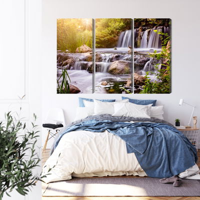 Ljuddämpande tavla - Waterfall at sunset