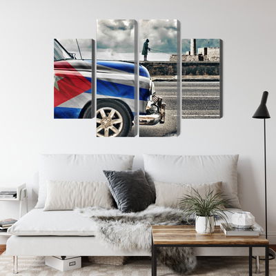 Ljuddämpande tavla - A car with a cuban flag