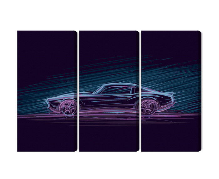 Ljuddämpande tavla - Neon muscle car