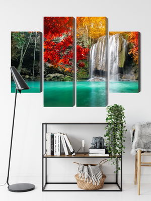 Ljuddämpande tavla - Cascade in the autumn forest