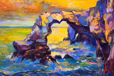 Ljuddämpande tavla - Sea and cliff