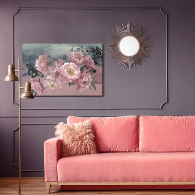 Ljuddämpande tavla - Peonies with a butterfly