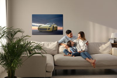 Ljuddämpande tavla - Sports car and clouds