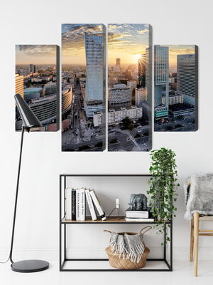 Ljuddämpande tavla - Warsaw skyscrapers at sunset