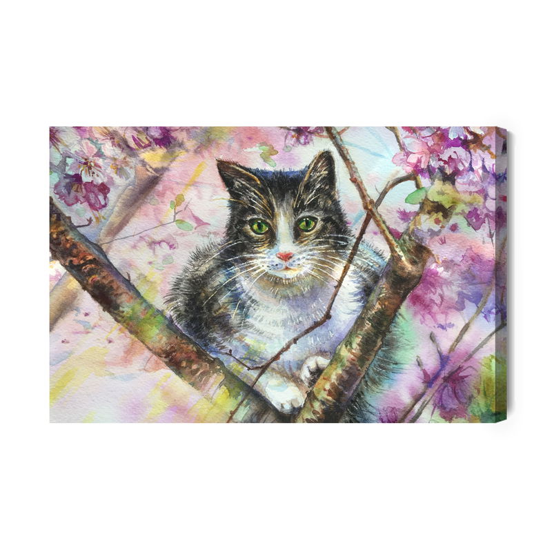 Ljuddämpande tavla - Cat in a flowering garden